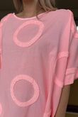 Made in Italy Sa Caleta Circle Longline Boyfriend Top Washed Sherbet Coral /7 =